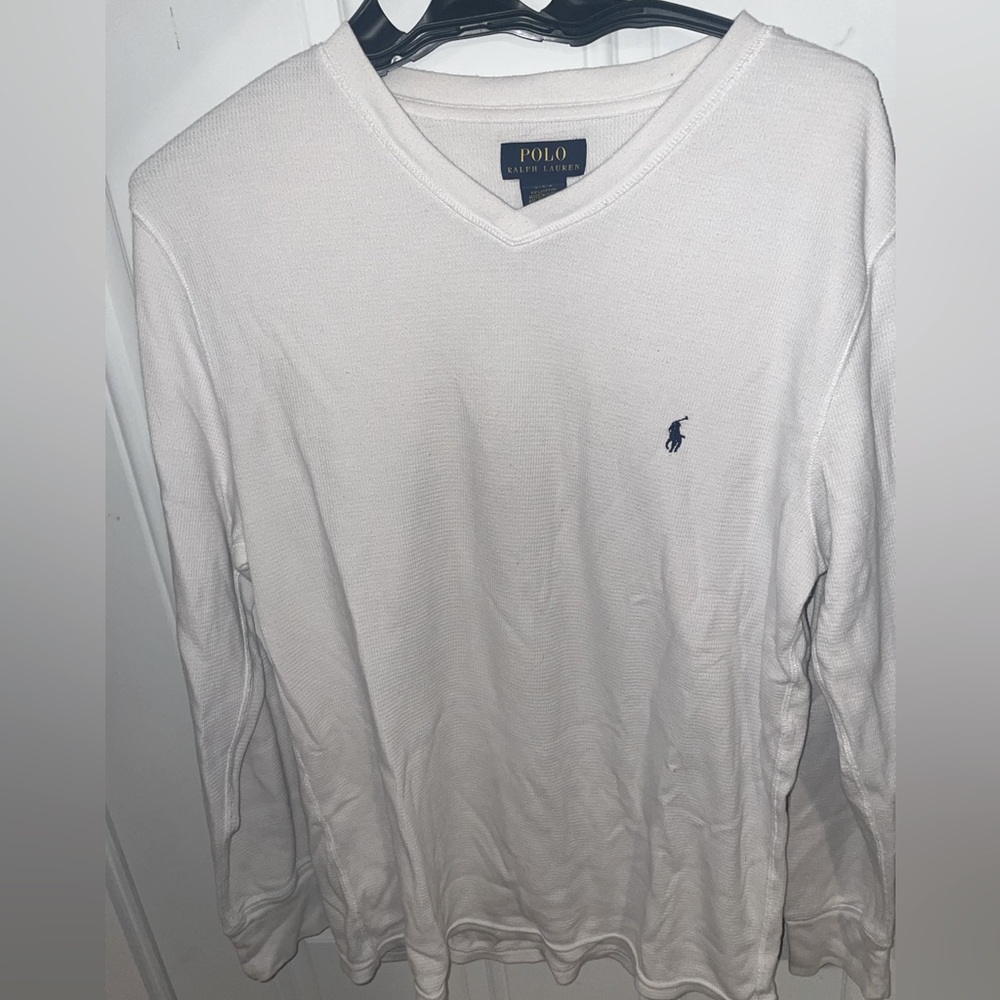 Polo Ralph Lauren Lightweight Waffle Knit Long Sleeve V-Neck Tee Shirt